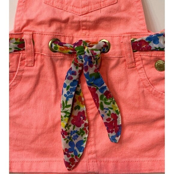 NWT CHILLIPOP Baby Girl's Size 24 Months Coral Overall Skirt Floral Scarf - Picture 4 of 8